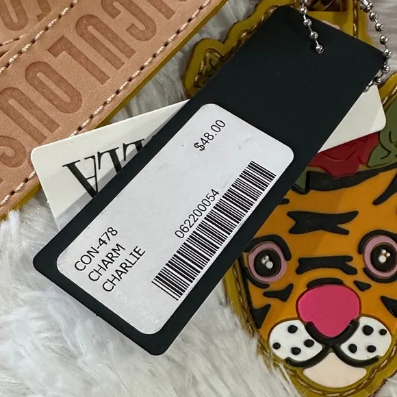 Consuela Floral Tiger Keychain in Yellow and Pink - Picture 2 of 3